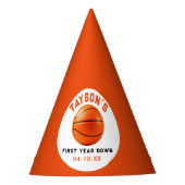 Basketbal eerste jaar down 1e verjaardag feesthoedjes (Voorkant)