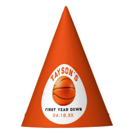 Basketbal eerste jaar down 1e verjaardag feesthoedjes