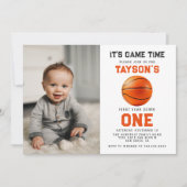 Basketbal Eerste Jaar Down 1e Verjaardag foto Kaart (Voorkant)