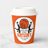 Basketbal eerste jaar down 1e verjaardag papieren bekers (Achterkant)