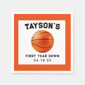 Basketbal eerste jaar down 1e verjaardag servet (Voorkant)