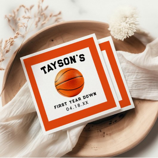 Basketbal eerste jaar down 1e verjaardag servet