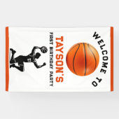 Basketbal eerste jaar down 1e verjaardag spandoek (Horizontaal)