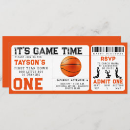 Basketbal eerste jaar down 1e verjaardag ticket kaart