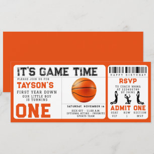 Basketbal eerste jaar down 1e verjaardag ticket kaart