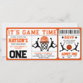 Basketbal eerste jaar Down Ticket 1e verjaardag Kaart (Voorkant)