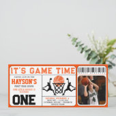 Basketbal eerste jaar Down Ticket 1e verjaardag Kaart (Staand voorkant)