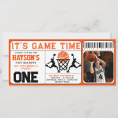 Basketbal eerste jaar Down Ticket 1e verjaardag Kaart (Voorkant)