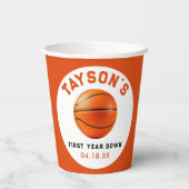 Basketbal eerste jaar naar beneden 1e verjaardag papieren bekers (Achterkant)