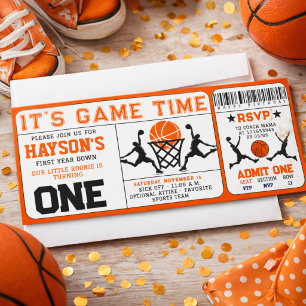 Basketbal Eerste Jaar Uit Ticket 1e Verjaardag Kaart