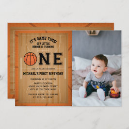 Basketbal Eerste Verjaardag Foto Kaart