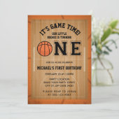 Basketbal eerste verjaardagsfeestje kaart (Staand voorkant)