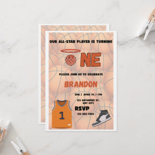 Basketbal Eerste Verjaardagsuitnodiging All Star Kaart