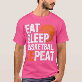 Basketbal Eet Slaap Basketbal Herhaal Sport Quote T-shirt