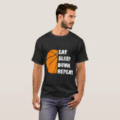 Basketbal Eet Slaap Dunk Herhaal Honkbal T-shirt (Voorkant volledig)