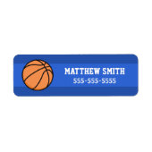 Basketbal eigenschapslabels - blauw etiket (Voorkant)