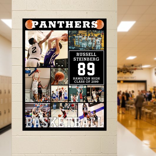 Basketbal eindexamenavond fotocollage poster