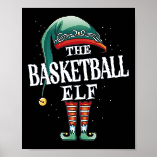 Basketbal Elf Kerstmis Groep Xmas Pyjamafeest Poster (Voorkant)