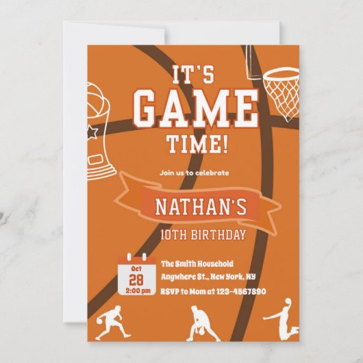 Basketbal Elke Leeftijd Verjaardag Sport Uitnodigi Kaart (Voorkant)