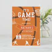 Basketbal Elke Leeftijd Verjaardag Sport Uitnodigi Kaart (Staand voorkant)