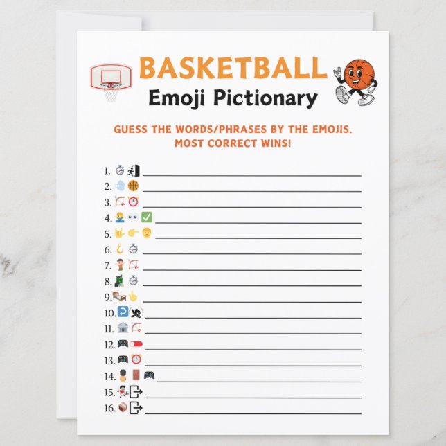 Basketbal Emoji Pictionary Game (Voorkant)