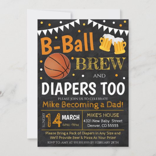 Basketbal en Bier Baby shower Uitnodigen Kaart (Voorkant)