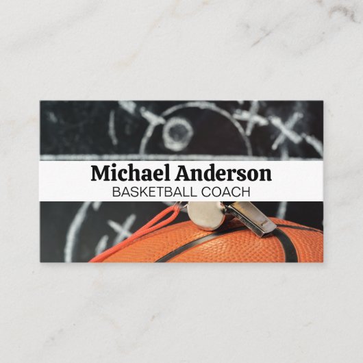 Basketbal en fluitje | coaching visitekaartje (Voorkant)