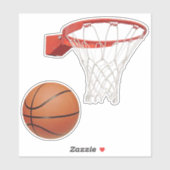 Basketbal en Hoop Sticker (Vel)