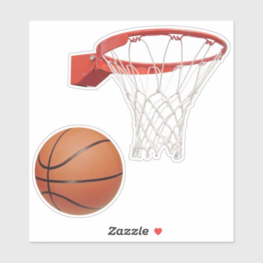 Basketbal en Hoop Sticker (Vel)