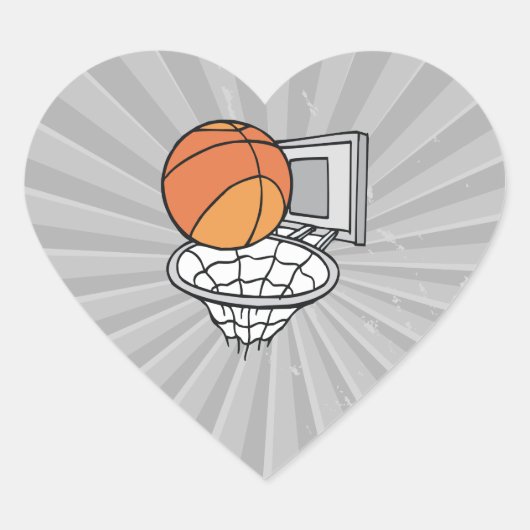 basketbal en net vectorafbeelding hart sticker (Voorkant)