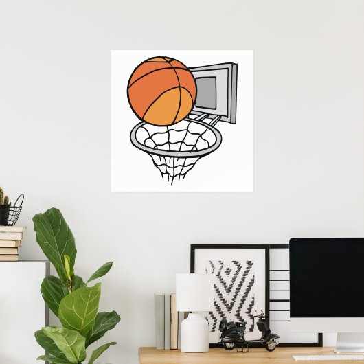 basketbal en netto-vectorafbeelding poster (Thuiskantoor)