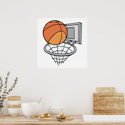 basketbal en netto-vectorafbeelding poster (Keuken)