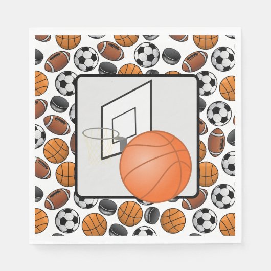 Basketbal en ring servet (Voorkant)