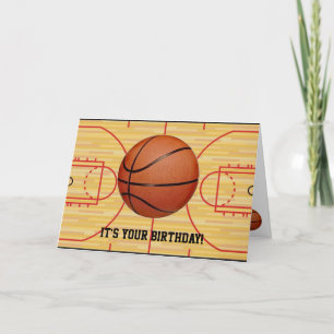 Basketbal en veldontwerp verjaardagskaart kaart