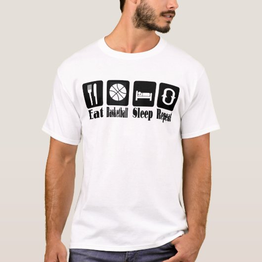 basketbal eten en herhalen t-shirt (Voorkant)