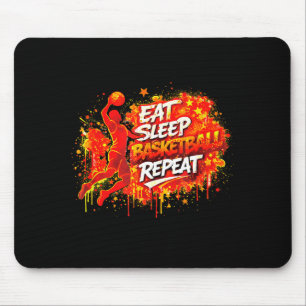 Basketbal Eten Slapen Winnen Herhalen Illustratie Muismat
