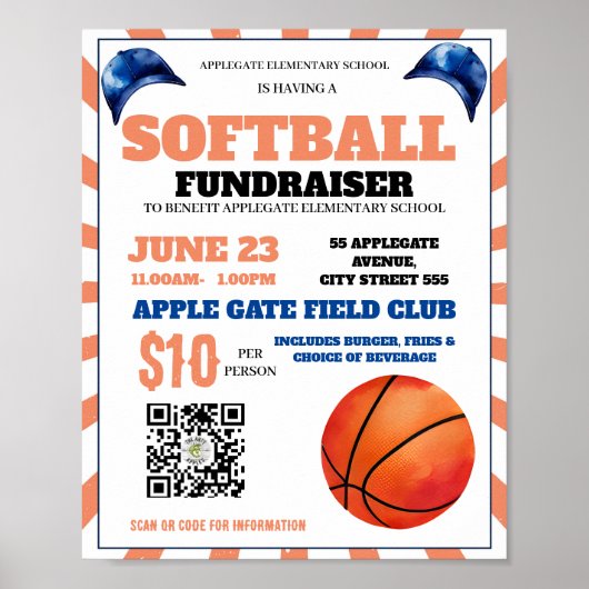 Basketbal Event Fundraiser School Church Coach Poster (Voorkant)