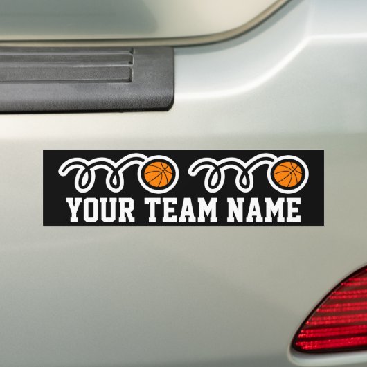 Basketbal fan aangepaste teamnaam ondersteuning bumpersticker (Op auto)