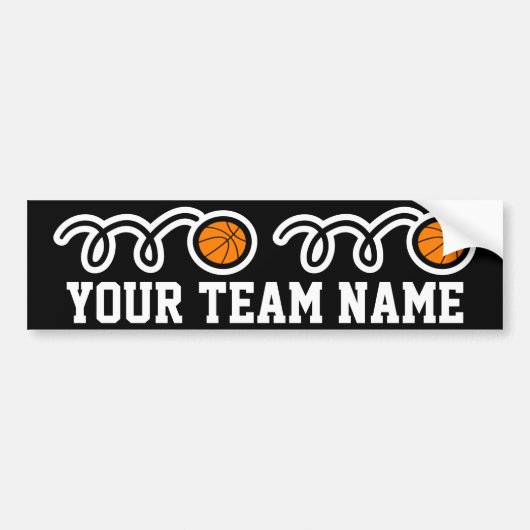 Basketbal fan aangepaste teamnaam ondersteuning bumpersticker (Voorkant)