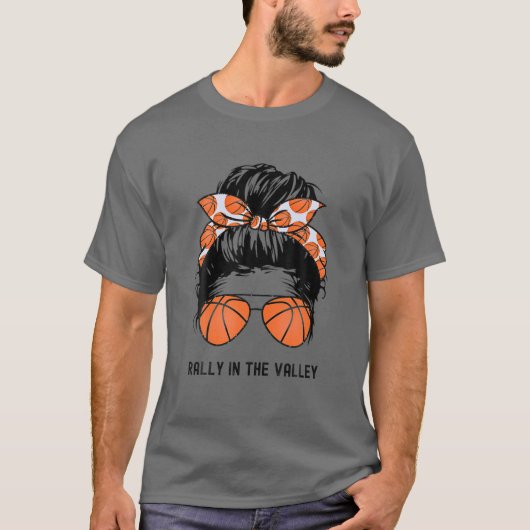 Basketbal Fan Messy Bun Moeder Mama Basketbal Suns T-shirt (Voorkant)