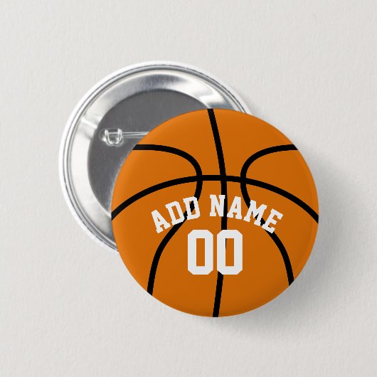Basketbal Fan met aangepaste naam nummer Ronde Button 5,7 Cm (Voorkant /achterkant)
