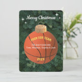 Basketbal Fan Ornament Kerst Kaart (Staand voorkant)