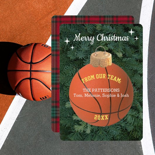 Basketbal Fan Ornament Kerst Kaart