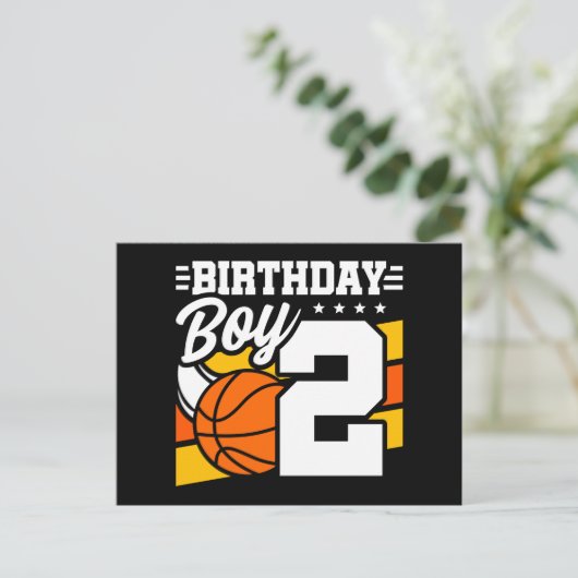 Basketbal Feest Thema voor 2 Jaar Oude Jongen 2e V Briefkaart (Staand voorkant)