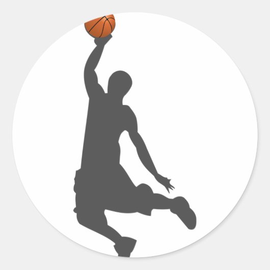 Basketbal Fly Guy Ronde Sticker (Voorkant)