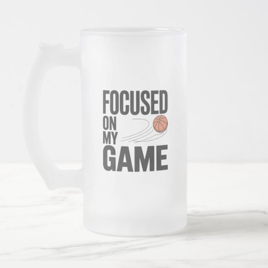 Basketbal Focused Frosted Glass Mok (Links)
