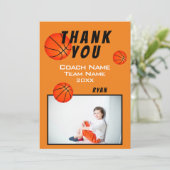 Basketbal Foto Bedankt Coach Kaart (Staand voorkant)