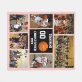 Basketbal foto collage abrikozenroze fleece deken (Voorkant (Horizontaal))