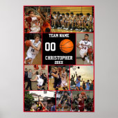 Basketbal Foto Collage Team Einde Seizoen Keepsake Poster (Voorkant)