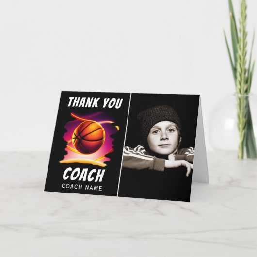 Basketbal Foto Dank je Coach Kaart (Voorkant)